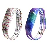 Vetoo Replacement Bands for Fitbit Flex,Hollowed Silicone Bracelet Wristband Accessory,Pack of 2,Galaxy & Owl Pattern