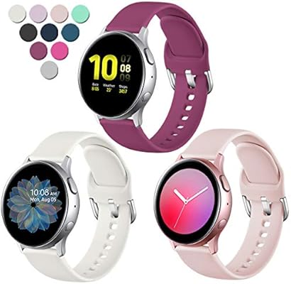 Amazon Com Lerobo Compatible With Samsung Galaxy Watch Active 2 Bands 40mm 44mm Galaxy Watch Active Bands Galaxy Watch Bands 42mm 20mm Silicone Sport Replacement Strap 3 Pack Small Beige Pink Sand Wine Electronics
