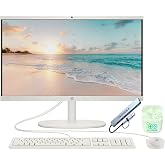 HP 21.5" FHD All-in-One Desktop Computer, Quad-Cores Intel N100, Windows 11 &amp; 8-in-1 Docking Hub, Keyboard &amp; Mouse Included, White (White, 8GB RAM | 384GB Storage)