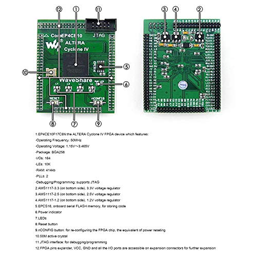 Designed for ALTERA Cyclone IV Series, Features the EP4CE10 Onboard, Open Source Electronic Hardware EP4CE10 FPGA Development Board Kit, Uses With Nios II Processor, With DVK600 Mother Board, etc. - Thumbnail 6