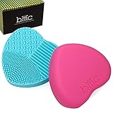 BMC 2pc Heart Shaped Silicone Multi Texture Surface Make Up Brush Cleaning Tool Set
