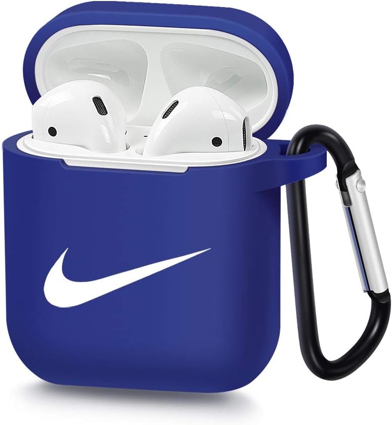 USSJ Compatible with AirPods Case with Keychain, Shockproof Protective Silicone Cover and Skin for AirPods 1 & AirPods 2 Charging Case (Blue)