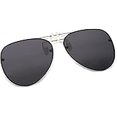 JM Retro Clip on Aviator Sunglasses, Polarized Flip up Over Prescription Glasses Men Women