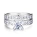 MABELLA 925 Sterling Silver Princess Clear Cubic Zirconia Engagement Rings Wedding Band Set Gifts Ring for Women