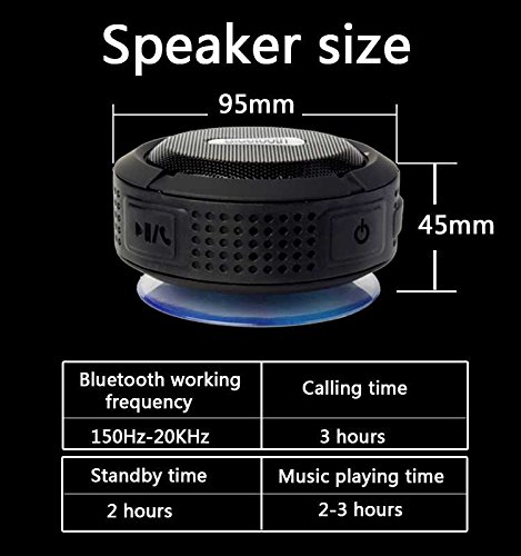 waterproof Bluetooth Speaker Shower, portable Wireless Bluetooth With Mic Suction Cup, for bathroom Hands-Free Speakerphone beach Bluetooth speaker