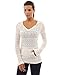 PattyBoutik Women's Hoodie Open Stitch Knit Top (Off-White M)