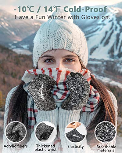 BYMORE Winter Gloves for Woman and Men Touch Screen Elastic Knit Gloves Anti-Slip