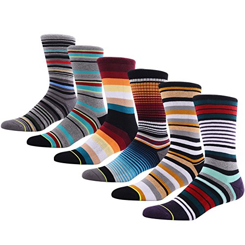 Mens novelty casual crew socks, meikan stylish colorful multi str…