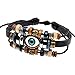 CELOKIY Charm Blue Eyes Multistrand Leather Braided Handmade Adjustable Bracelet,Black