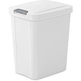 Sterilite 7.5 Gallon TouchTop Wastebasket Trash Can with Pop Up Lid for Kitchen, Bathroom, Mudroom or Office, 4 Pack, White