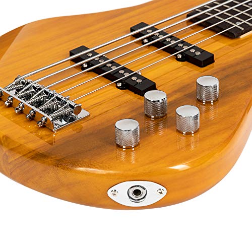 Exquisite Stylish GIB Electric 5 String Bass Guitar Full Size Bag Strap Pick Connector Wrench Tool (Transparent Yellow)