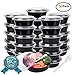 Maredash 34 oz Meal Prep Containers, Food Storage Containers with Airtight Black Lids and Fork Spoon,Lunchbox,Ruseable Meal Prep Containers，Microwaveable and Freezer(50-Pack)
