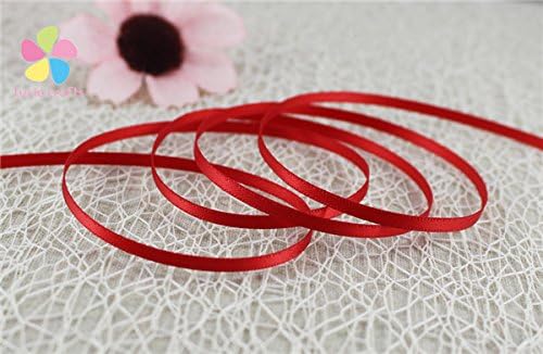 20y 1/8" 3.2mm Satin Ribbon with edged for packing and bow (Red)