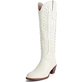 SIFINELAR Cowboy Boots for Women - Comfortable Knee High Round toe Cowgirl Boots with 2 Inch Chunky Heel for Girls