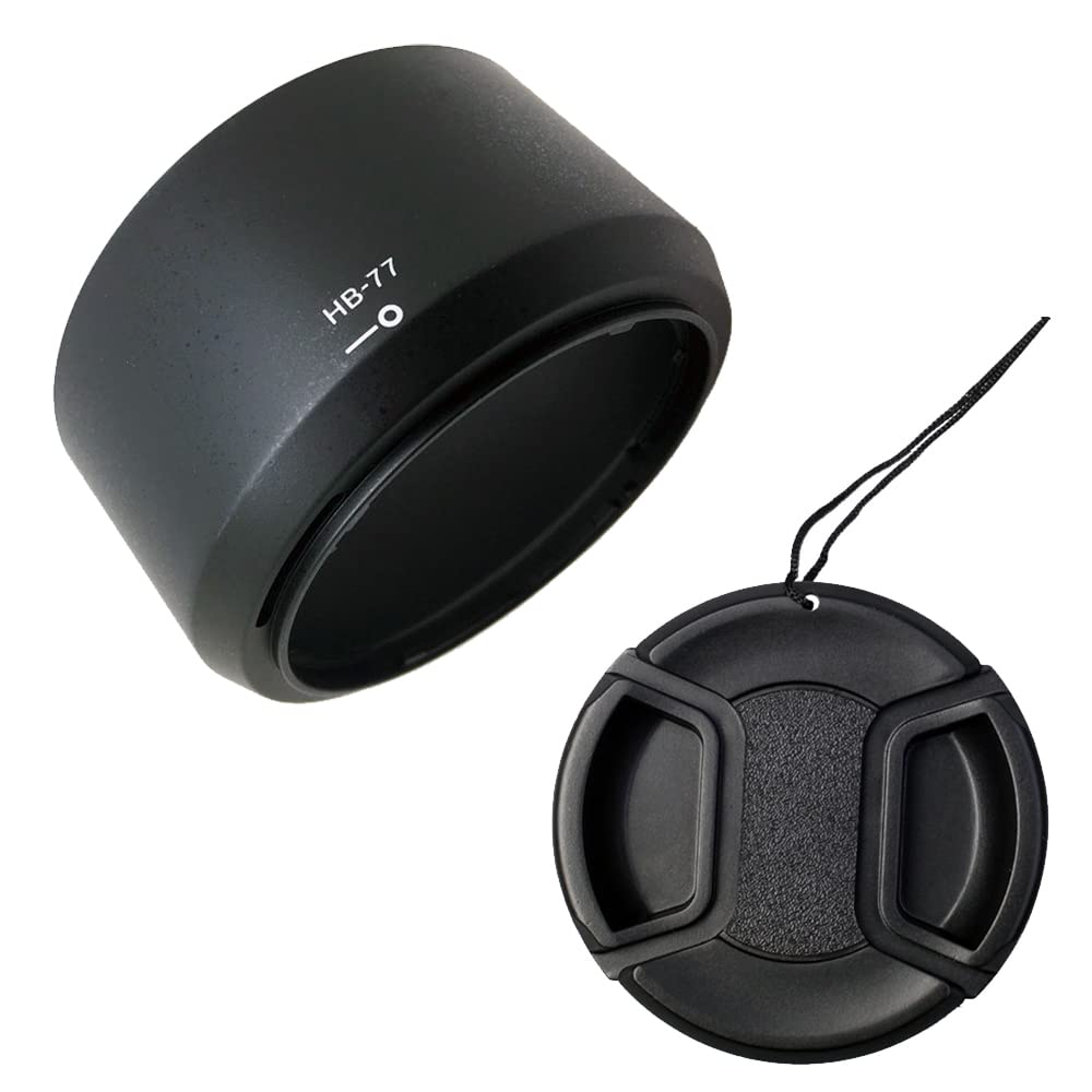 ADQQUI HB-77 Lens Hood & 58mm Lens Cap Compatible for Nikon AF-P DX NIKKOR 70-300mm f/4.5-6.3G ED Lens (1+1 Pack)