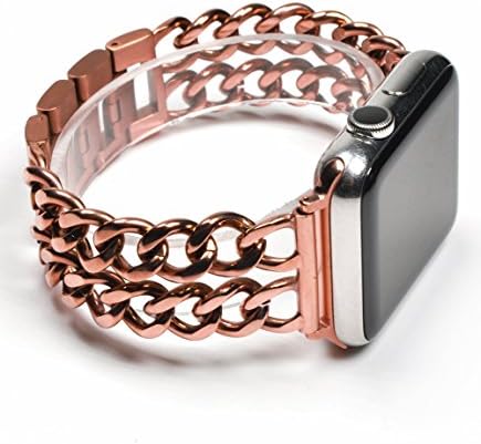 Apple Watch Band, FunHop Premium Stainless Steel Cowboy Style Bracelet Watch Band Strap Compatible for Apple Watch Series 2 Series 1- 38mm Rose Gold