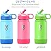 Summit Kids 14 oz Water Bottles, Insulated Stainless Steel Metal Bottle, Silicone Sleeve, BPA Free Plastic Cap & Straw Lid, Use as Travel Tumbler, Toddler Cup, or Kid Canteen for Boys & Girls