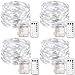 4 Set Fairy Lights Battery Operated String Lights, Upgraded Waterproof 8 Modes 20ft 60 LED Silver Wire Lights with Remote Timer, Twinkle Firefly Lights for Bedroom Wedding Party Decoration Cool White
