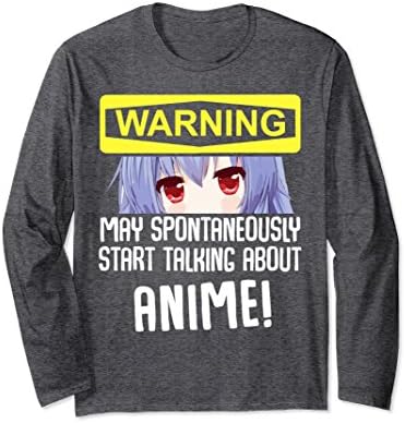 Unisex Warning May Spontaneously Talk About Anime Long Sleeve Shirt Large Dark Heather