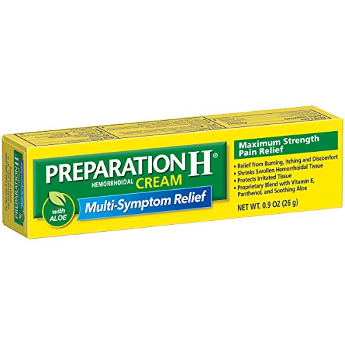Preparation H Hemorrhoid Symptom Treatment Cream, Multi-Symptom Pain Relief with Aloe, Tube (0.9 Ounce, 1 Tube per Box), (Pack of 3)