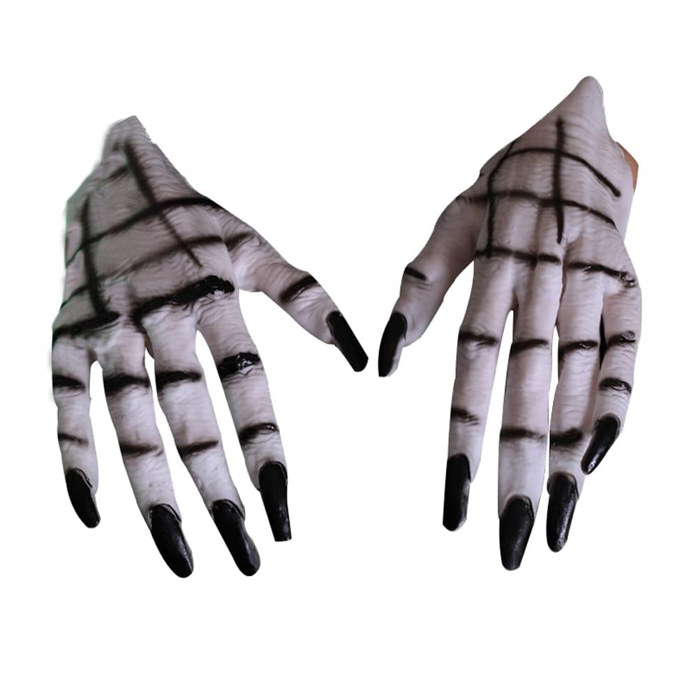 TOPOQ Halloween Ghost Gloves Scary Werewolf Hands Witch Gloves Creepy Halloween Costume Party Glovess Cosplay Accessories Fancy Dress for Skeleton Zombie Corpse Walking Dead Costume
