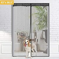 Homein Magnetic Screen Door Hands Free Black Magnet Mesh Curtain with Full Frame Hook Magnetic Mosquito Net Adhesive Strips Insect Screen Door Fly Curtrtain for Doorway, Fits Door up to 60"x89" MAX