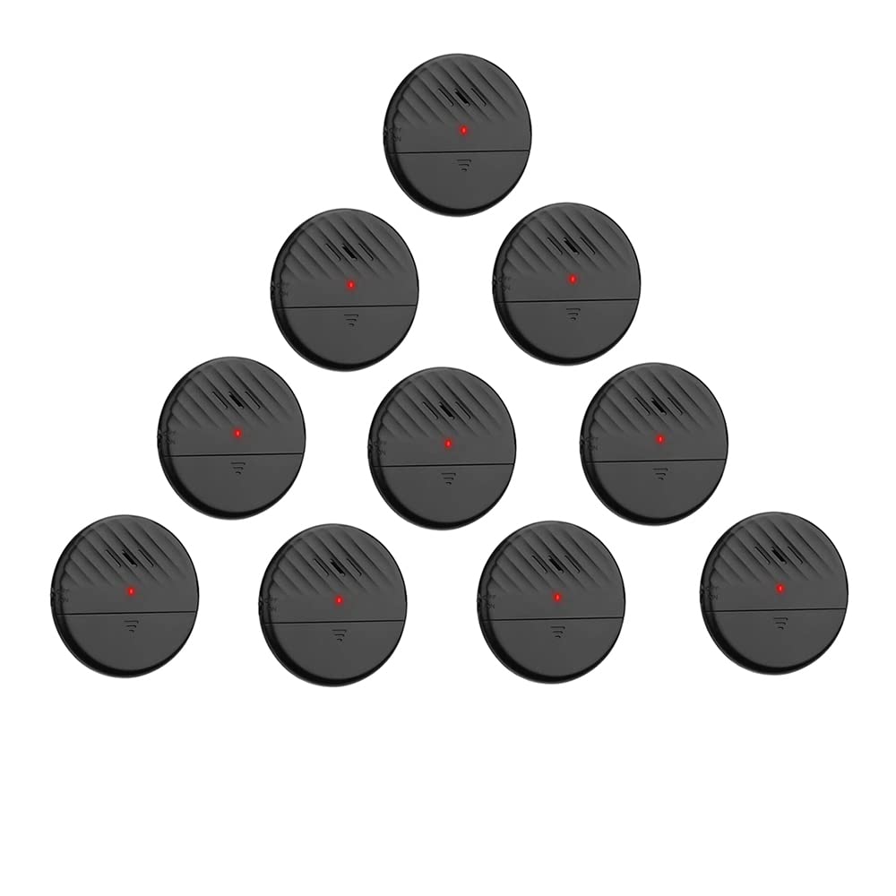 Lancoon Door Window Vibration Sensor Alarm Black 10 Packs 125dB Loud Slim Glass Break Burglar Detector with Adjustable Sensitivity LED Indicator Light for Home Office Security