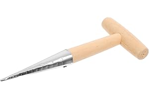 GOOHOCHY Wood Handle Dibber Gardening Tool Ergonomic Soil Puncher for Fertilizing and Seedling Planting