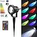 FORNORM Garden Lawn Lights, Outdoor Decorative Lamp Lighting RGB 10W Color Changing Remote Control Floodlight with Spike for Yard Patio Path Spotlight Lamp Waterproof DC 12V - Pack 4