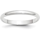 Solid 10k White Gold Wedding Bands for Women, 2.5mm Half Round Lightweight Gold Ring, Polished Wedding Band for Couples - Timeless Bridal Jewelry Anniversary Ring