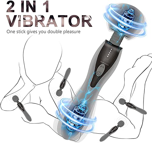 Masseur Electrique Portable, Seekiblizz Masseur Grande sans Fil Vibration à Double Tête avec 5 Modes 5 Vitesses Intense USB Rechargeable pour le Soulagement des Epaules du Cou