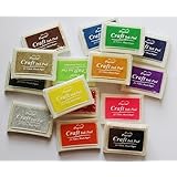 WellieSTR Set 15 Pcs Craft Ink Pad Korea Stamps Partner Diy Color,15 Color Rubber Stamps Craft Ink Pad for Paper Fabric Wood