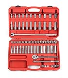 TEKTON 1/2-Inch Drive Socket Set, Inch/Metric, 6-Point, 3/8-Inch - 1-Inch, 10 mm - 24 mm, 58-Piece | 13201