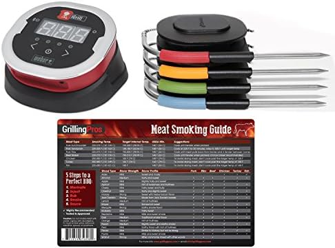 Weber iGrill 2 Thermometer With 4 Pro Meat Probes and GrillingPros Meat Smoking Guide Magnet