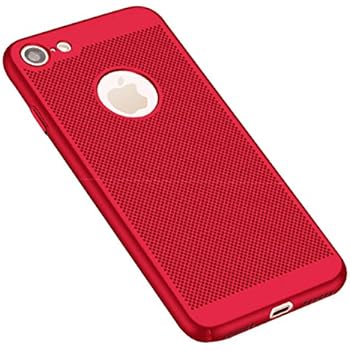 GerTong iPhone 6Plus 6sPlus Breathing Case, PC Mesh Design Ultra Slim Thin Breathable Cooling Heat Release Protective Shockproof Back Covers Shell for Apple iPhone 6Plus / 6s Plus, 5.5 Inch(Red)