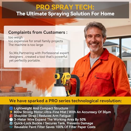 YFFU Fence Paint Sprayer 800W,Electric Spray Paint Gun with 3 Meters Cable 1.8M Hose 1300ml Container,HVLP Spray Gun 3 Nozzles 3 Spray Modes for House Painting Wall Ceiling Furniture,Black