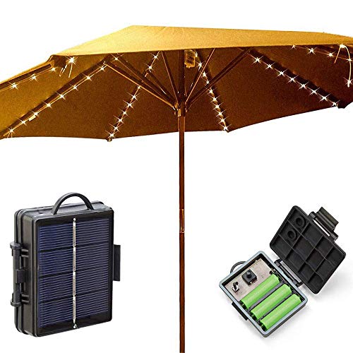 Solar Patio Umbrella String Lights, Umbrella Lights Solar Powered Bright 8 Modes 104 LED Lights Included 3xAA Rechargeable Battery, for Outdoor Beach Deck TV DIY Garden Party Christmas Decoration - Thumbnail 7