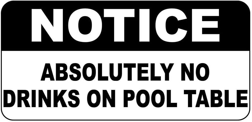 Fastasticdeals Notice Absolutely No Drinks On Pool Table Vintage Style Metal Sign - 8 X 12 In
