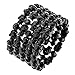 YACQ Women's Skull Stretch Cuff Bracelets - Elastic Band Fit Wrist 7 to 8 inch - Lead & Nickle Free - Women Biker Jewelry