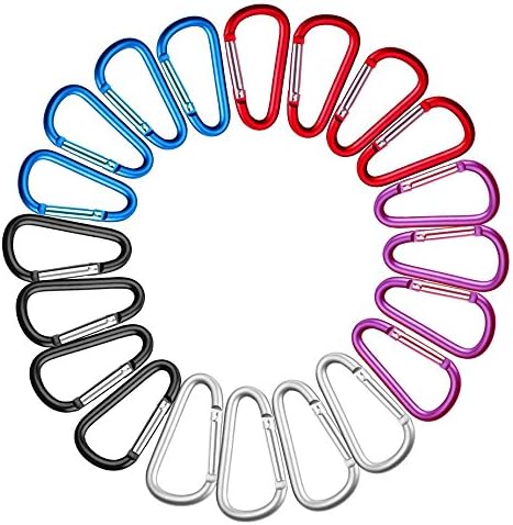 BCOCOB Aluminum D-ring Locking Carabiner Keychain Spring Clip Lock Carabiner Hook Outdoor Camping Equipmengt for Outdoor, Camping, Fishing, Hiking, Traveling, Lock Buckle Of 20 Pack