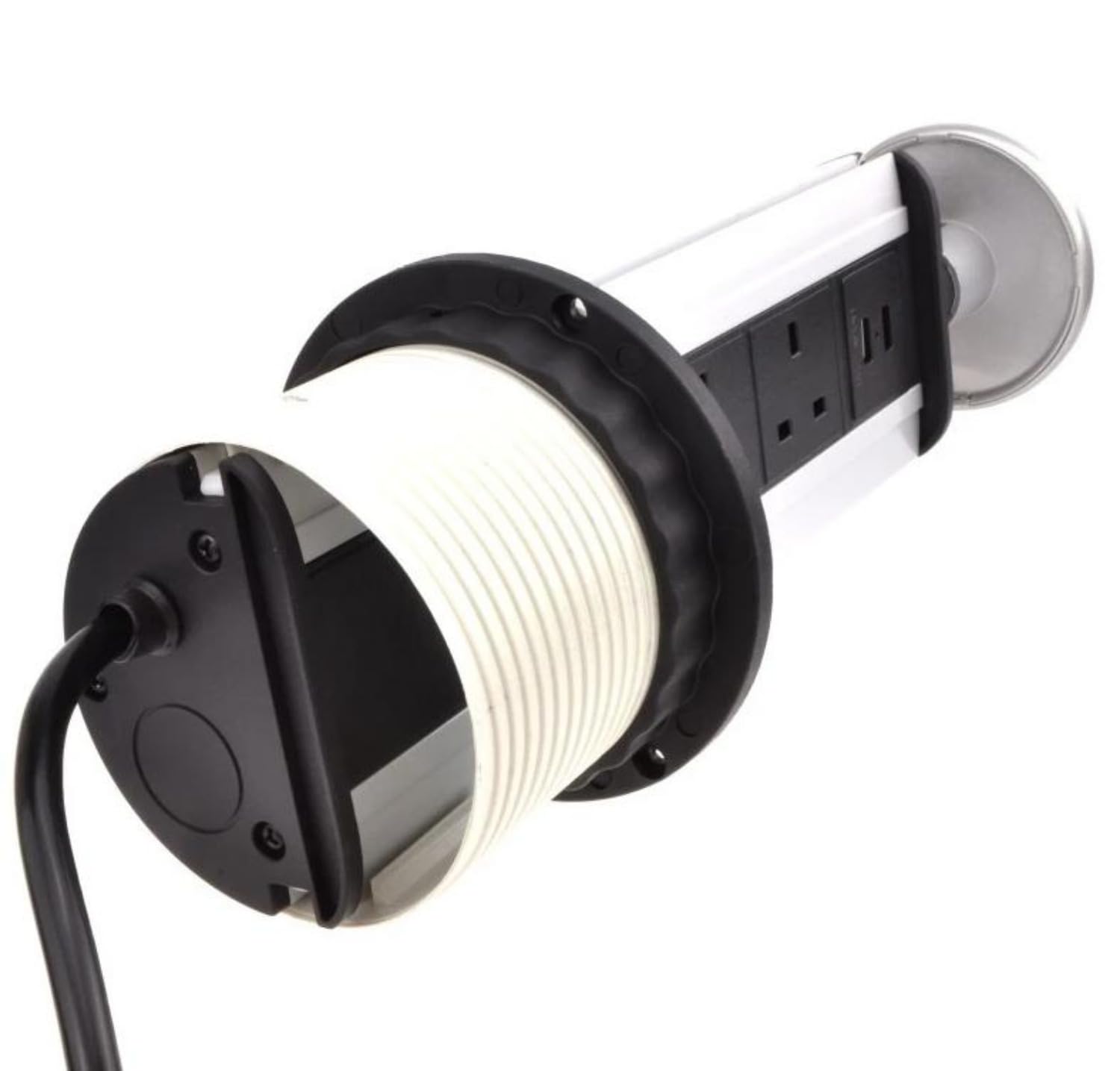 3-Way 13A UK Sockets Table Pop-Up PDU|Desktop PDU+2 USB Extra Wide Desktop Multifunction Pop Up PowerPod - 3x UK Sockets 2x USB