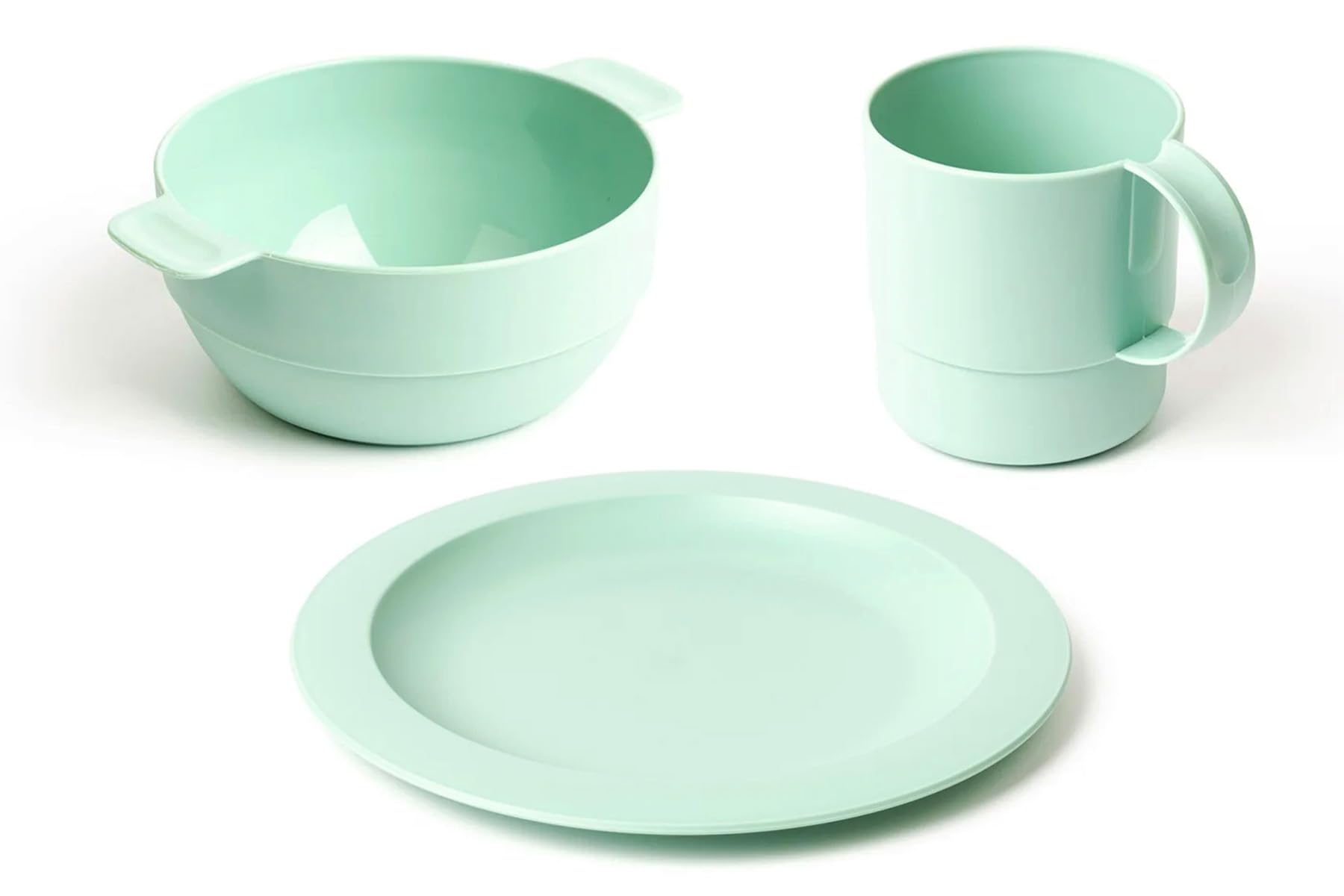 Harfield Bio Camping Picnic Dining Set 3 Pieces Plate Bowl with Handles & Mug Reusable Tableware