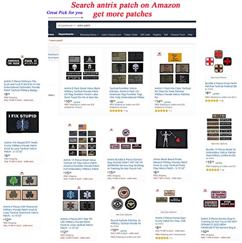 Antrix 13 Pieces Great Value Tactical US Flag Patch America Punisher Morale Patch Full Embroidery Military Patch Set for Caps,Bags,Backpacks,Clothes,Tactical Vest,Military Uniforms Etc. - Thumbnail 6