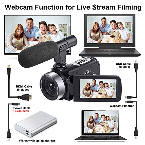 Videocamara-Camara-Video-4K-Ultra-HD-Videocmara-Full-HD-WiF-Videocamara-de-Visin-Nocturna-Cmara-de-Video-con-Micrfono-Externo-y-Parasol