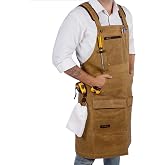 ecoZen Lifestyle Woodworking Apron for Men - Heavy Duty Waxed Canvas Carpenter Apron - For Workshop, Fully Adjustable S-XXXL