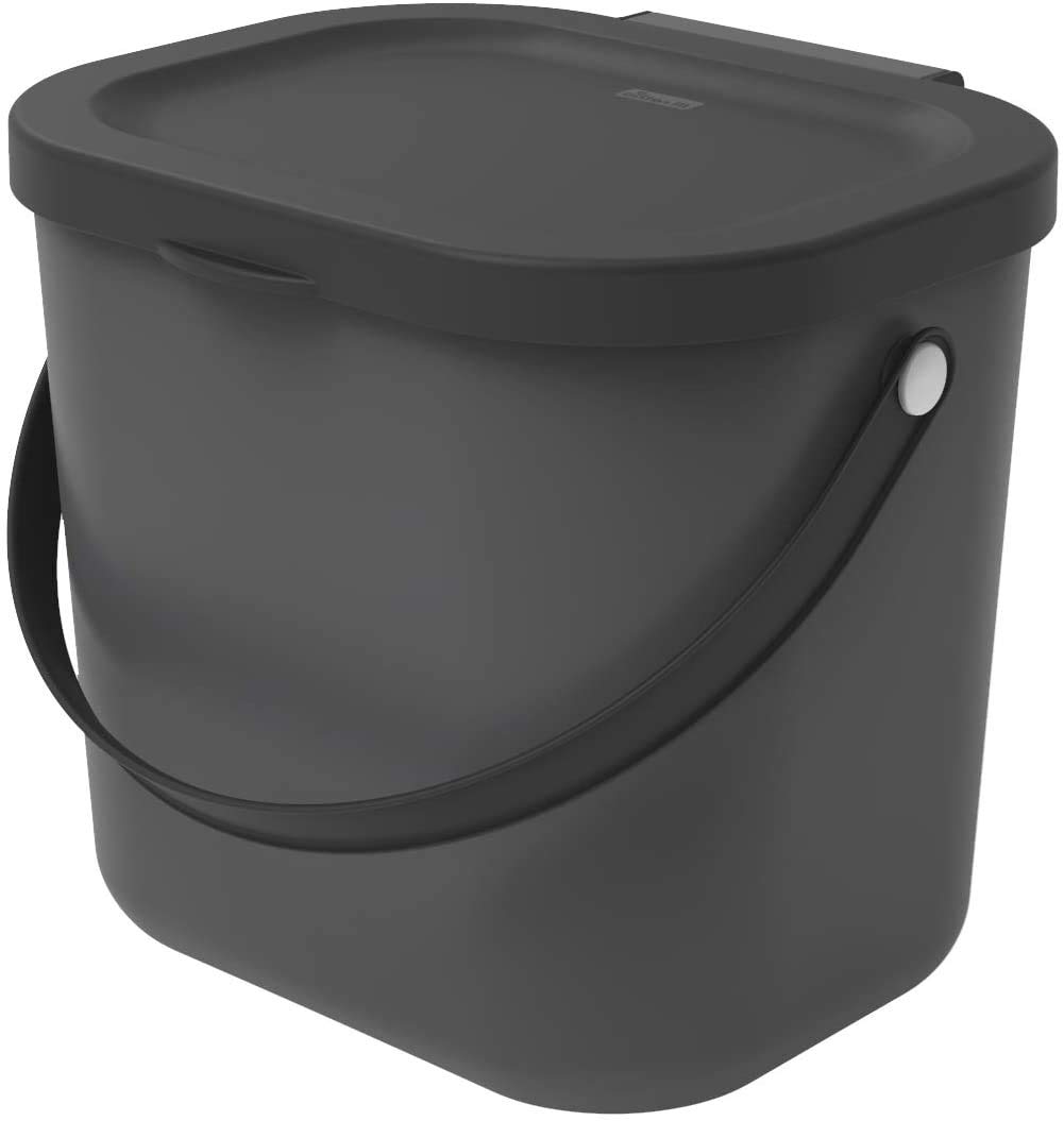 Rotho, Albula, Bio waste bin 6 l for the kitchen, Plastic (PP) BPA-free, anthracite, 6l (23,5 x 20,0 x 20,8 cm)