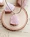 Raw Rose Quartz Crystal Necklace on Tan Cord