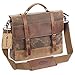 Manificent 16 Inch Men's Messenger Bag, Vintage Waxed Canvas Genuine Leather Large Satchel Shoulder Bag Waterproof Canvas Leather Computer Laptop Bag, Tablet Messenger Bag, (Coffee)