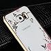 [Secret Garden] HAOTP(TM) Beauty Luxury Butterfly Floral Flower Diamonds Shiny Plating Frame Plating Bumper Soft Flexible TPU Transparent Skin Case for Samsung Galaxy NOTE 5-Swarovski (Gold/Pink)