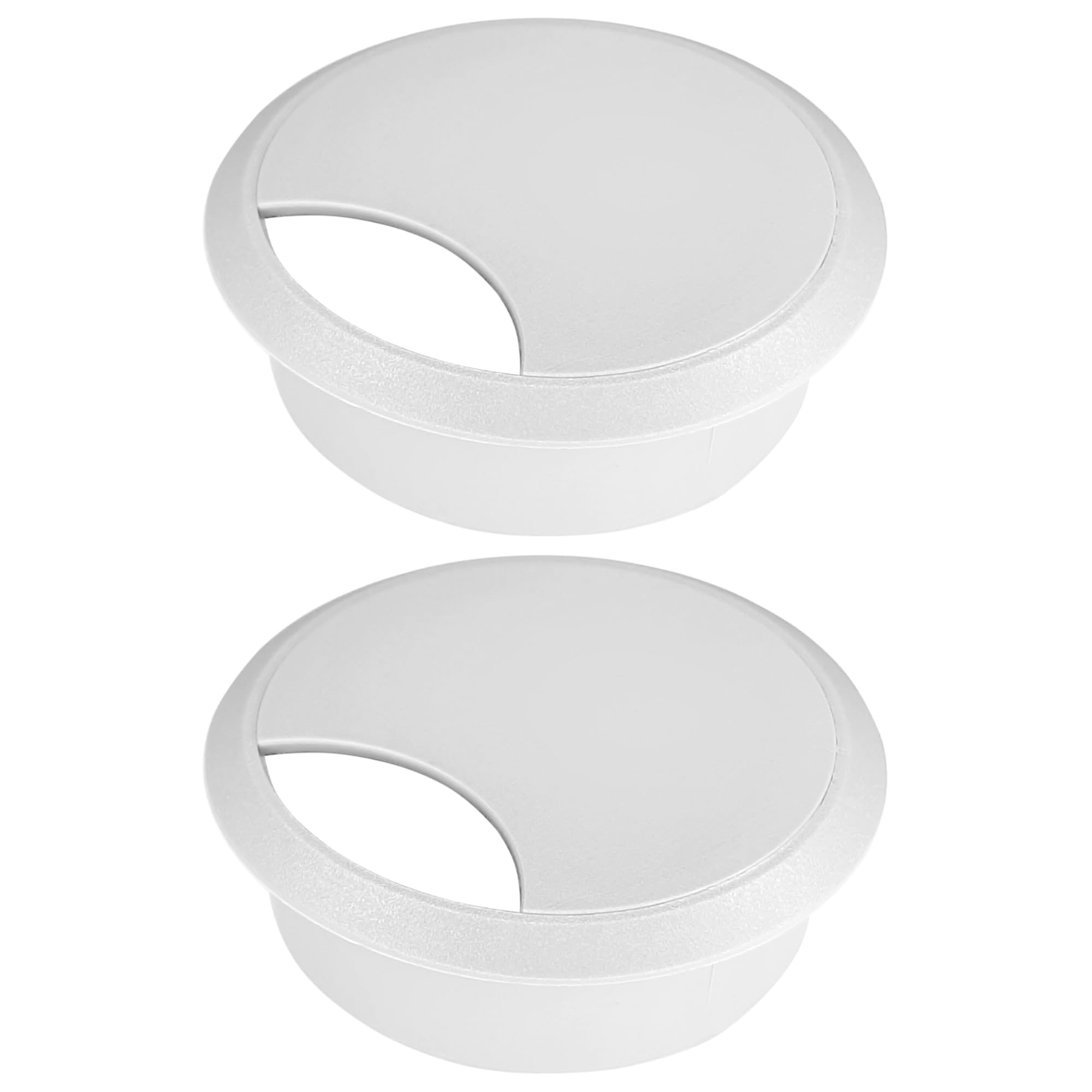 cyclingcolors 2 x Cable Grommets 70 mm Furniture Office Cable Guide Cable Outlet Cable Box Plastic (White)